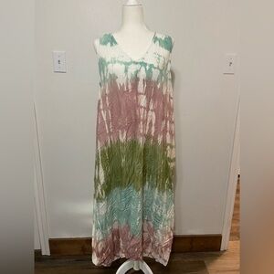 Mud Pie women's M tie dye sleeveless maxi dress with cutout in back EUC